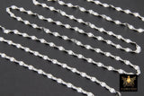 925 Sterling Silver Moroccan Chain, 4 mm Sequin Dapped Chains CH #804, Dainty Silver Beaded Flat Jewelry Chain