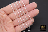 925 Sterling Silver Moroccan Chain, 4 mm Sequin Dapped Chains CH #804, Dainty Silver Beaded Flat Jewelry Chain