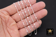 925 Sterling Silver Moroccan Chain, 4 mm Sequin Dapped Chains CH #804, Dainty Silver Beaded Flat Jewelry Chain
