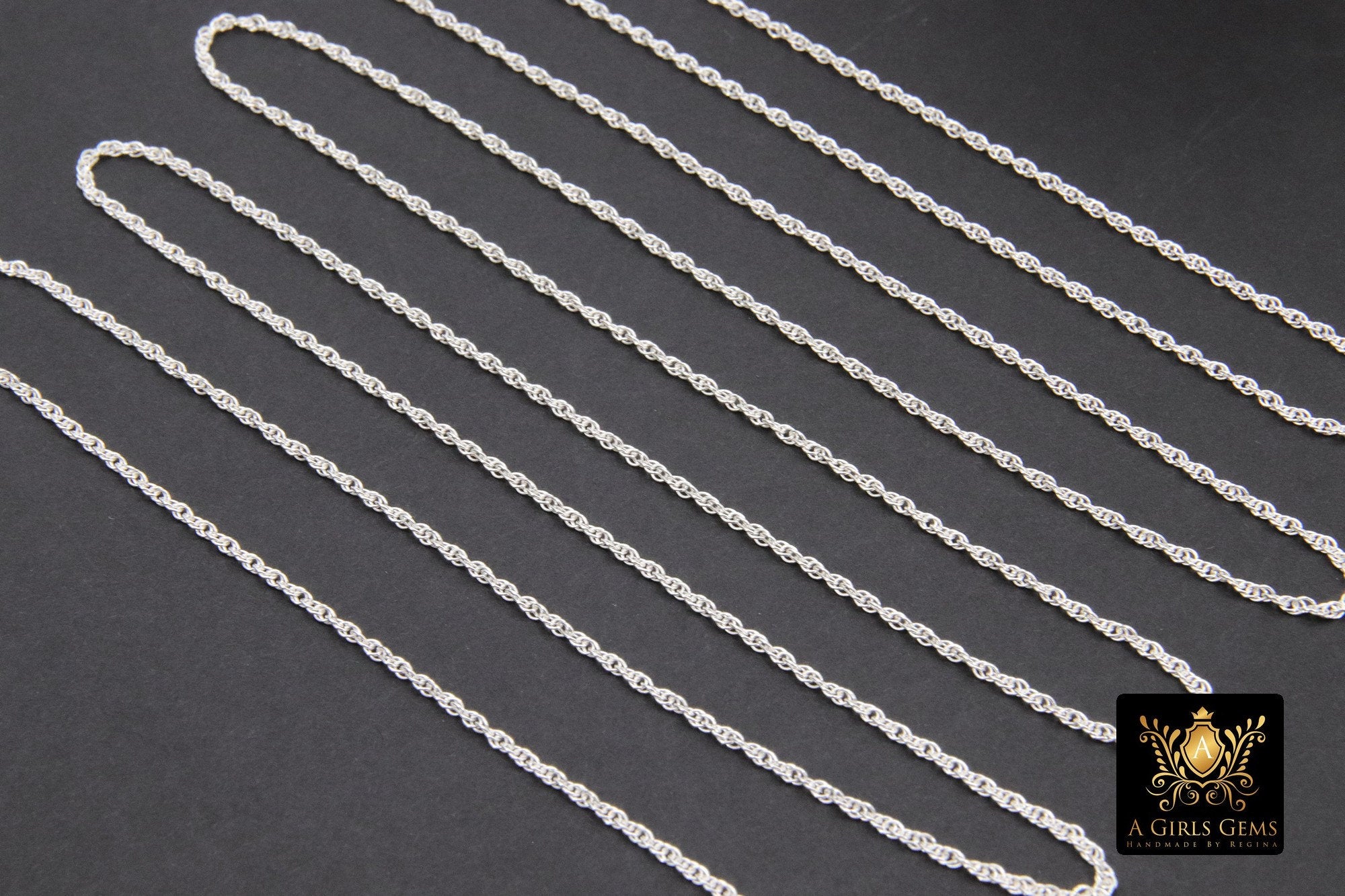 925 Sterling Silver Rope Jewelry Chains, 14 K Gold Filled Large Rope Chain CH # 713, USA Gold 2.4 mm 2.1 mm 1.8 mm