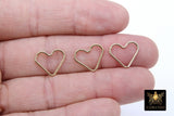 925 Sterling Silver Heart Charms, 13 mm 14 K Gold Filled Soldered Links #2201, Jewelry Rings