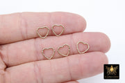 14 K Gold Filled Textured Heart Charms, 10 mm 925 Sterling Silver Soldered Links # 2199, Twist Closed Heart Rings