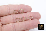 14 K Gold Filled Textured Heart Charms, 10 mm 925 Sterling Silver Soldered Links # 2199, Twist Closed Heart Rings