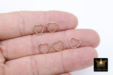 14 K Gold Filled Textured Heart Charms, 10 mm 14 20 Gold Soldered Links #2199, Twist Closed Heart Rings