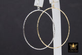 Textured Silver Round Hoop Ear Rings, 50 mm Glittery Gold Charms #807, High Quality Light Weight Wire Hoops Finding