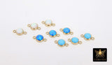 14 K Gold Filled Solitaire Connectors, 4 mm White Opal Links # 2813, Pink CZ Style Genuine 14 20 Gold Blue Opal