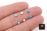 14 K Gold Filled Solitaire Connectors, 4 mm White Opal Links # 2813, Pink CZ Style Genuine 14 20 Gold Blue Opal