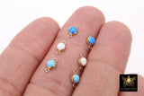 14 K Gold Filled Solitaire Connectors, 4 mm White Opal Links # 2813, Pink CZ Style Genuine 14 20 Gold Blue Opal
