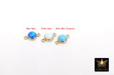 925 Sterling Silver Solitaire Connectors, 4 mm White Opal Links # 2338, Pink CZ Style Silver Blue Opal