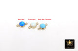 925 Sterling Silver Solitaire Connectors, 4 mm White Opal Links # 2338, Pink CZ Style Silver Blue Opal