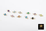 14K Gold Filled Birthstone Connectors, Top Quality CZ 3 mm Bezel Links, Permanent Jewelry Findings