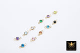 14K Gold Filled Birthstone Connectors, Top Quality CZ 3 mm Bezel Links # 2888, Black Onyx CZ Permanent Jewelry Findings