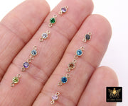 14K Gold Filled Birthstone Connectors, Top Quality CZ 3 mm Bezel Links, Permanent Jewelry Findings