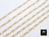 14 K Gold Filled Figaro Chains, 6.2 mm 925 Sterling Silver Unfinished Paperclip By The Foot CH #845, Long and Short Rolo Link Chains