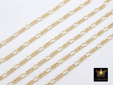 14 K Gold Filled Mixed Metal Figaro Chain, 6.2 mm 925 Sterling Silver Two Tone Paperclip By The Foot CH# 890, 2.8 Long Short Rolo Links# 845