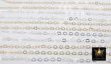 14 K Gold Filled Hammered Cable Chains, 2.4 x 1.9 mm 925 Sterling Sliver CH #838, Dainty Chain