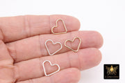 925 Sterling Silver Heart Charms, 13 mm 14 K Gold Filled Soldered Links # 2201, Jewelry Rings