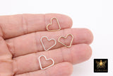 925 Sterling Silver Heart Charms, 13 mm 14 K Gold Filled Soldered Links # 2201, Jewelry Rings