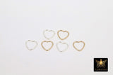 925 Sterling Silver Heart Charms, 9 mm 14 K Gold Filled Soldered Links # 828, Jewelry Rings #2197