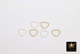 925 Sterling Silver Heart Charms, 9 mm 14 K Gold Filled Soldered Links # 828, Jewelry Rings #2197