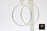 Textured Silver Round Hoop Ear Rings, 50 mm Glittery Gold Charms #807, High Quality Light Weight Wire Hoops Finding