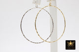 Textured Silver Round Hoop Ear Rings, 50 mm Glittery Gold Charms #807, High Quality Light Weight Wire Hoops Finding