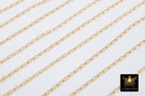 14 K Gold Filled Figaro Chains, 1.3 mm Dainty 1/1 Link Figaro CH #719, Unfinished Flat Chain