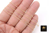 14 K Gold Filled Figaro Chains, 1.3 mm Dainty 1/1 Link Figaro CH# 719, Unfinished Flat Chain