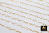 14 K Gold Filled Paperclip Jewelry Chains , 7.5 mm 925 Sterling Silver CH# 806, Drawn Flat Rolo CH# 706
