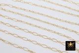 14 K Gold Filled Paperclip Jewelry Chains , 7.5 mm 925 Sterling Silver CH #806, Drawn Flat Rolo CH #706