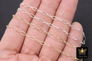 14 K Gold Filled Paperclip Jewelry Chains, 7.5 mm 925 Sterling Silver, Drawn Flat Rolo