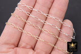 14 K Gold Filled Paperclip Jewelry Chains , 7.5 mm 925 Sterling Silver CH #806, Drawn Flat Rolo CH #706