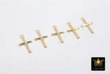 14 K Gold Filled Cross Charms, 925 Sterling Silver Tiny Crosses #830, 17 x 10 mm Minimalist Jewelry