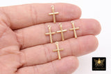 14 K Gold Filled Cross Charms, 925 Sterling Silver Tiny Crosses #830, 17 x 10 mm Minimalist Jewelry