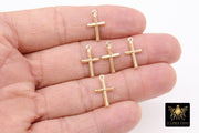 14 K Gold Filled Cross Charms, 925 Sterling Silver Tiny Crosses # 830, 17 x 10 mm Minimalist Jewelry