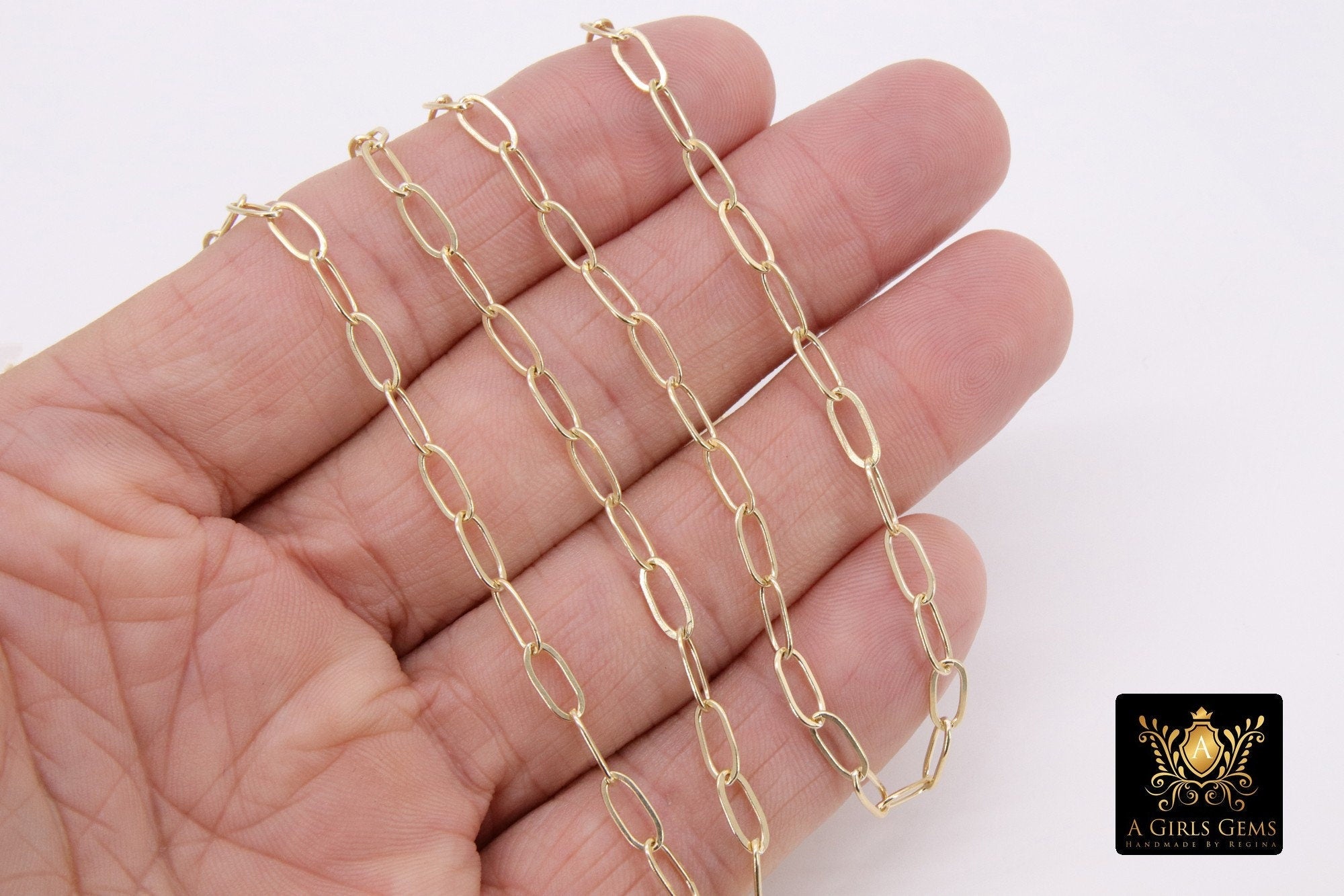 14 K Gold Filled Mixed Metal Paperclip Chain, 8.5 mm Rectangle Drawn CH# 856, 925 Sterling Silver Oval Chains CH# 756