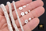 Silver Petal Spacer Beads, 20-200 pcs Round Brushed Flat Daisy Discs #2931, Flower Wavy Rondelle