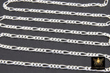 925 Sterling Silver Figaro Chains, 8.6 x 3.5 mm Large Diamond Cut Chain CH# 846, By Foot