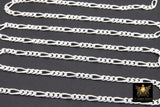 925 Sterling Silver Figaro Chains, 8.6 x 3.5 mm Large Diamond Cut Chain CH #846, By Foot