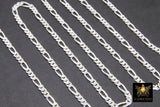 925 Sterling Silver Figaro Chains, 8.6 x 3.5 mm Large Diamond Cut Chain CH# 846, By Foot
