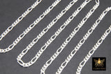 925 Sterling Silver Figaro Chains, 8.6 x 3.5 mm Large Diamond Cut Chain CH# 846, By Foot