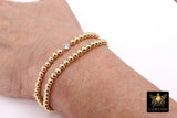 14K Gold Filled Birthstone Beaded Bracelets, US 14 K GF 3 4 5 6 8 mm CZ, Colorful Stretchy