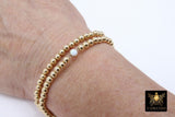 14K Gold Filled Birthstone Beaded Bracelets, US 14 K GF 3 4 5 6 8 mm CZ, Colorful Stretchy