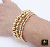 14K Gold Filled Beaded Bracelets, US 14 K GF 2 3 4 5 6 8 mm Beads, Stretchy Beaded, Waterproof, Anti Tarnish, Custom Made