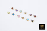 14 K Gold Filled CZ Charm, 4 mm Birthstone Round Charm with Jump Rings # 3237, Birthday Permanent Jewelry