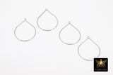 Silver Teardrop Hoop Ear Rings, 20 x 25 mm Silver Charms #737, Oval Gold Hoops High Quality Light Weight Wire Hoops Finding