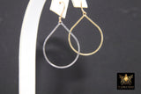 Silver Teardrop Hoop Ear Rings, 20 x 25 mm Silver Charms #737, Oval Gold Hoops High Quality Light Weight Wire Hoops Finding