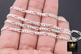925 Sterling Silver Figaro Chains, 8.6 x 3.5 mm Large Diamond Cut Chain CH #846, By Foot