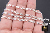 925 Sterling Silver Figaro Chains, 8.6 x 3.5 mm Large Diamond Cut Chain CH# 846, By Foot