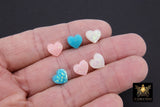 Glitter Heart Jewelry Beads, Blue Pink or White Heart Charms #525, Side to Side 2 mm Holes